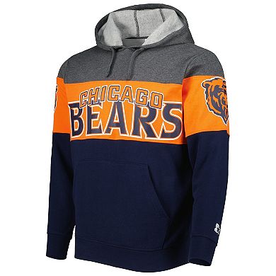 Men's Starter Navy/Heather Charcoal Chicago Bears Extreme Pullover Hoodie