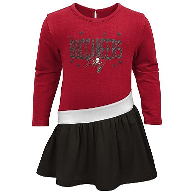 Girls Infant Red/Pewter Tampa Bay Buccaneers Heart to Heart Jersey Tri-Blend Dress