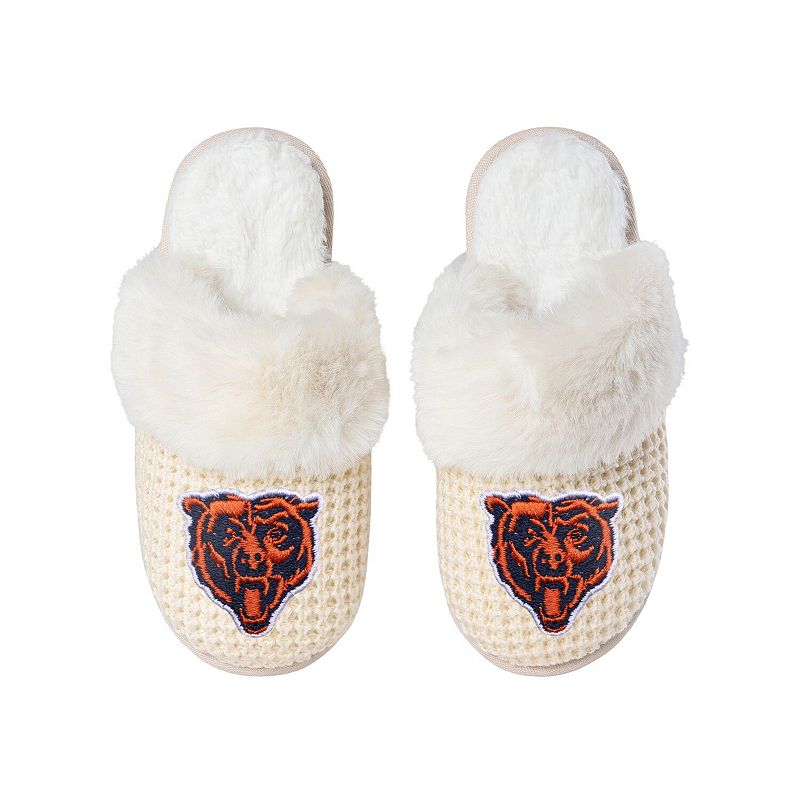Womens FOCO Chicago Bears Open Back Slippers, Size: XL, Beige Over