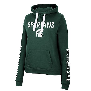 Women's Colosseum Green Michigan State Spartans 3-Hit Pullover Sweatshirt