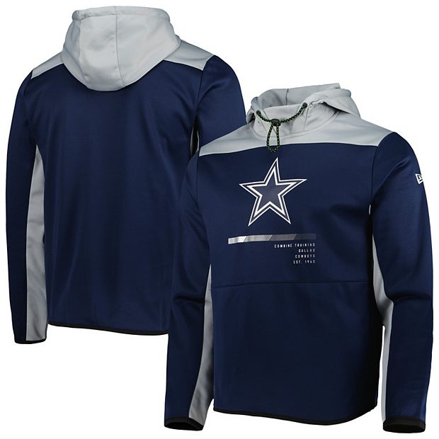 Men's Navy/Silver Dallas Cowboys Combine Authentic Hard Hitter Pullover  Hoodie
