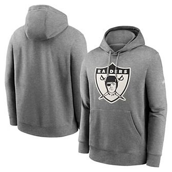 Men's Nike Heathered Gray Oakland Raiders Rewind Club Fleece Pullover Hoodie