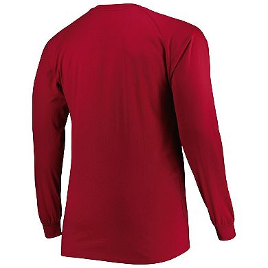 Men's Crimson Alabama Crimson Tide Big & Tall Two-Hit Raglan Long Sleeve T-Shirt