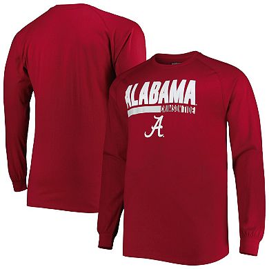 Men's Crimson Alabama Crimson Tide Big & Tall Two-Hit Raglan Long Sleeve T-Shirt