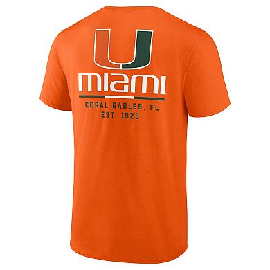 Men's Fanatics Branded Orange Miami Hurricanes Game Day 2-Hit T-Shirt