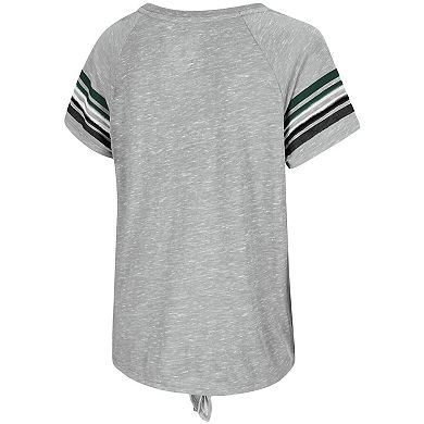 Women's Colosseum Heathered Gray Michigan State Spartans Boo You Knotted Raglan T-Shirt