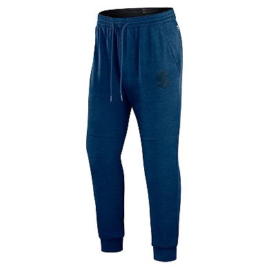 Men's Fanatics Branded Heather Deep Sea Blue Seattle Kraken Authentic Pro Road Jogger Sweatpants