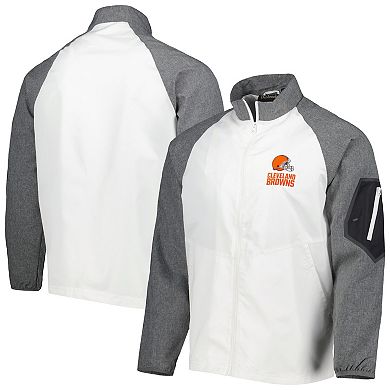 Men's Dunbrooke White Cleveland Browns Hurricane Raglan Full-Zip Windbreaker Jacket
