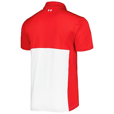 Men's Under Armour Red/White Texas Tech Red Raiders Green Blocked Polo Performance Polo