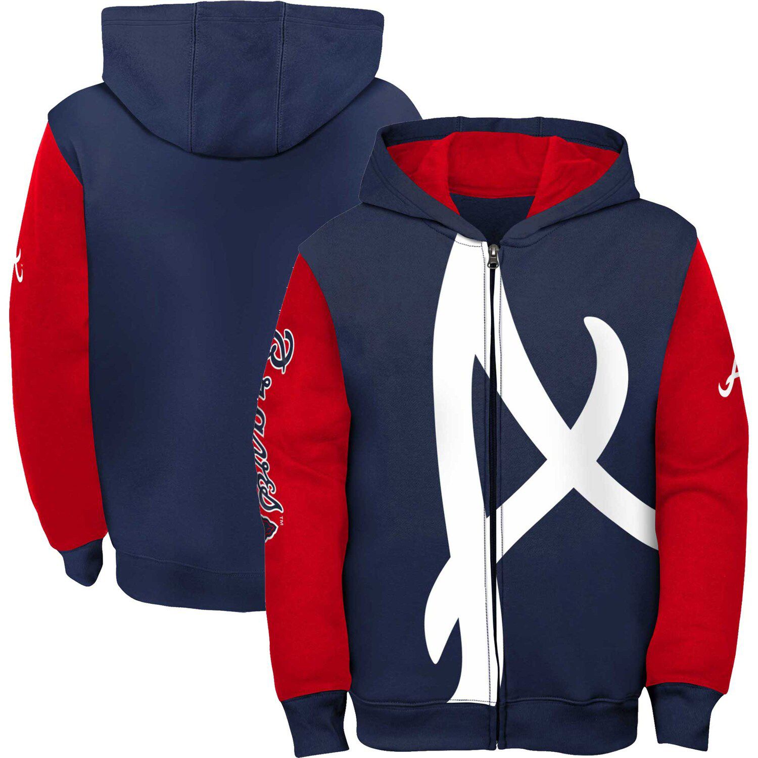 Women's Atlanta Braves WEAR by Erin Andrews Navy Sponge Fleece Full-Zip  Hoodie