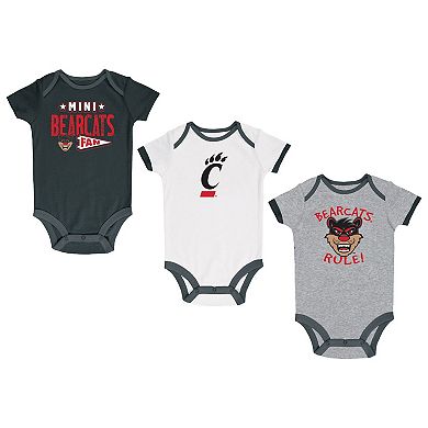 Newborn & Infant Champion Red/Heather Gray/White Cincinnati Bearcats Three-Pack Bodysuit Set