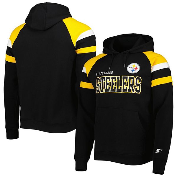 Men's Pittsburgh Steelers Starter Black Draft Fleece Raglan