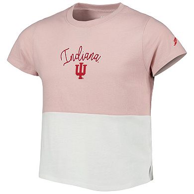 Girls Youth League Collegiate Wear Pink Indiana Hoosiers Colorblocked T-Shirt