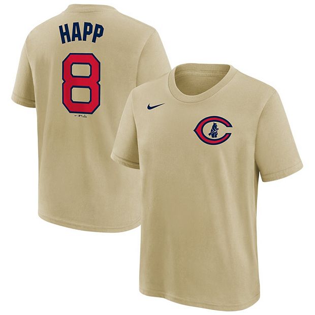 Youth Nike Ian Happ Cream Chicago Cubs 2022 Field of Dreams Name & Number T- Shirt