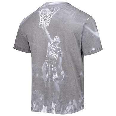Men's Mitchell & Ness Clyde Drexler Heather Gray Houston Rockets Above The Rim T-Shirt