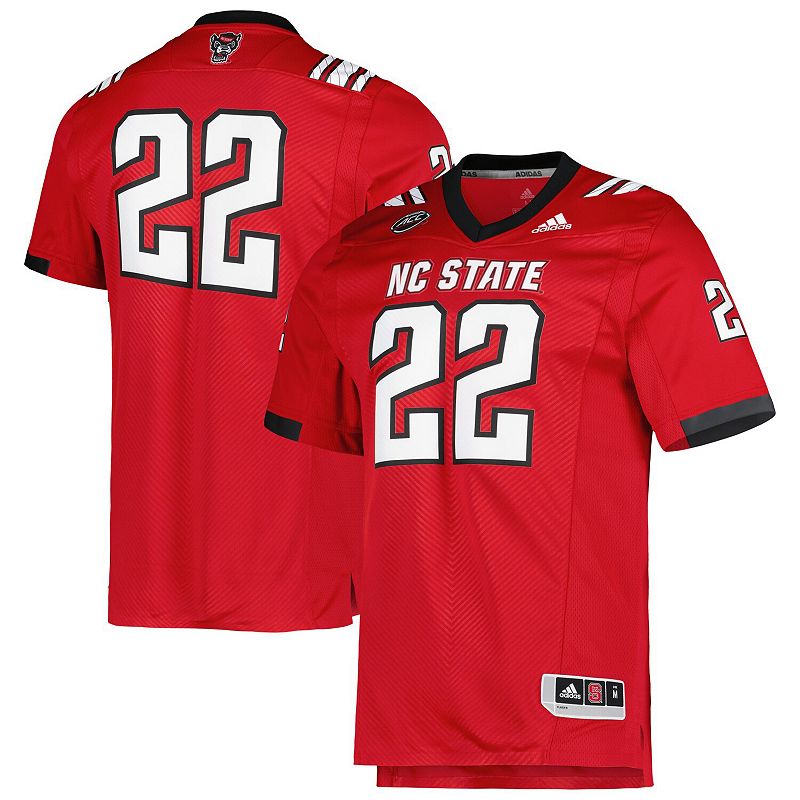 Mens adidas #22 Red NC State Wolfpack Team Premier Football Jersey, Size: 