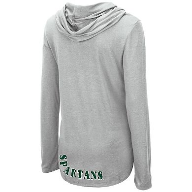 Women's Colosseum Heather Gray Michigan State Spartans My Lover Lightweight Hooded Long Sleeve T-Shirt