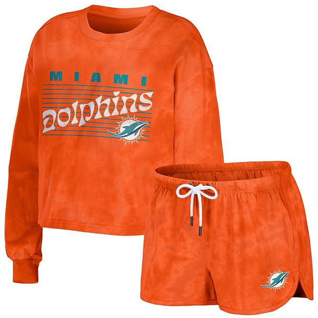 Women's WEAR by Erin Andrews Black Miami Dolphins Fleece Cropped Pullover  Hoodie