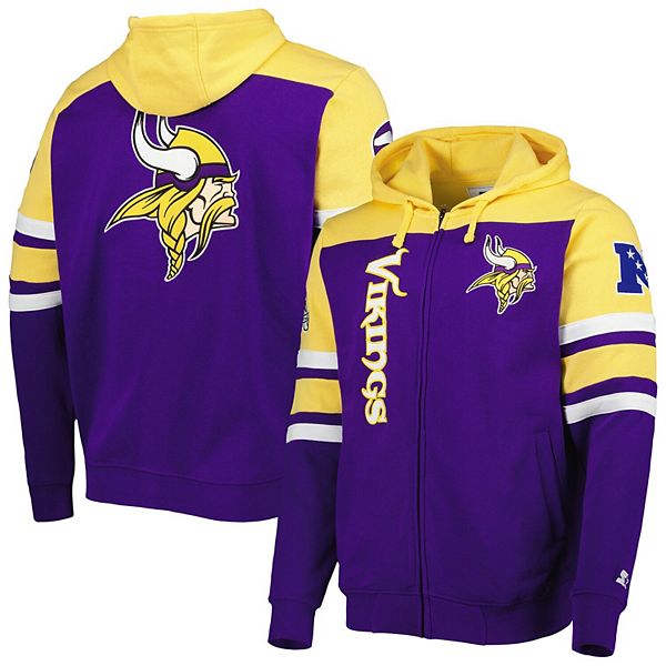 Men's Minnesota Vikings Starter Purple Throwback Pro Raglan Full-Zip Jacket