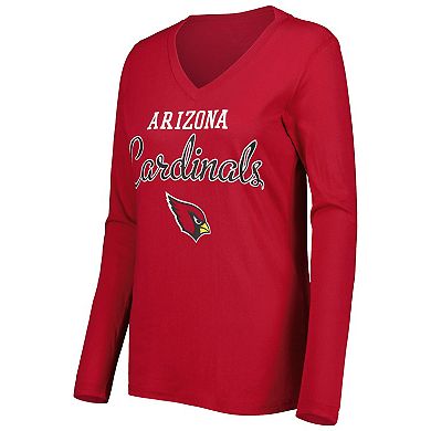 Women's G-III 4Her by Carl Banks Cardinal Arizona Cardinals Post Season Long Sleeve V-Neck T-Shirt