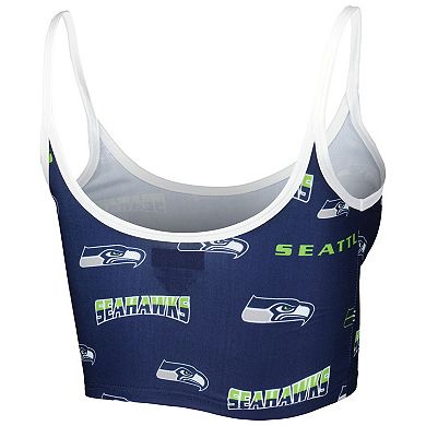 Women's Concepts Sport College Navy Seattle Seahawks Breakthrough Allover Knit Lounge Bralette