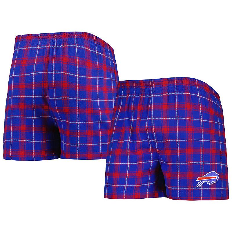 Mens Concepts Sport Royal/Red Buffalo Bills Ledger Flannel Boxers, Size: X