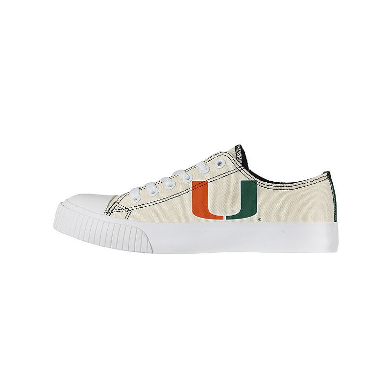 Womens FOCO Cream Miami Hurricanes Low Top Canvas Shoes, Size: 7, Beige Ov