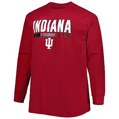 Men's Crimson Indiana Hoosiers Big & Tall Two-Hit Long Sleeve T-Shirt