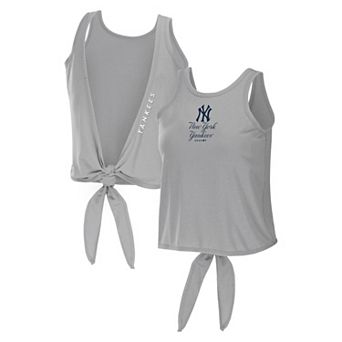 Women's WEAR by Erin Andrews Gray New York Yankees Open Back Twist Tie Tank Top