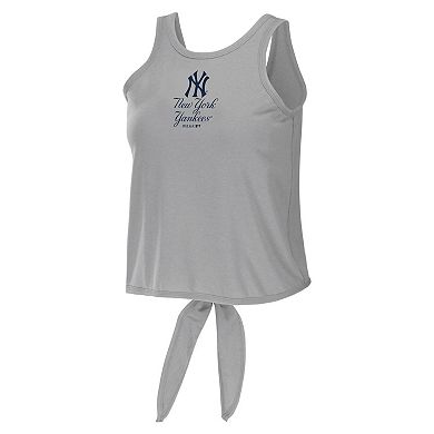 Women's WEAR by Erin Andrews Gray New York Yankees Open Back Twist Tie Tank Top