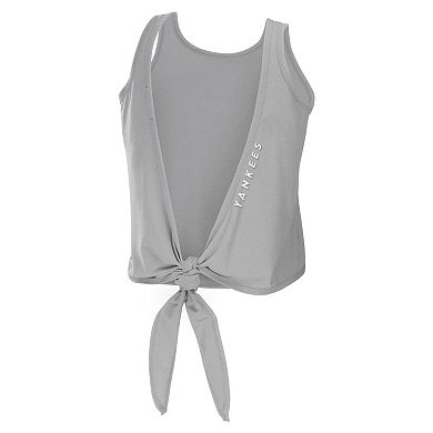Women's WEAR by Erin Andrews Gray New York Yankees Open Back Twist Tie Tank Top