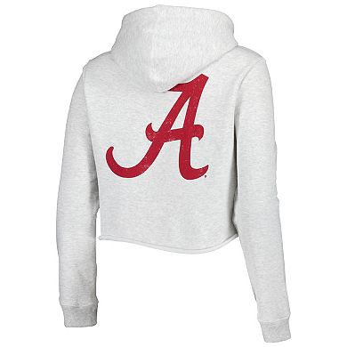 Women's League Collegiate Wear Ash Alabama Crimson Tide 2-Hit 1636 Cropped Pullover Hoodie