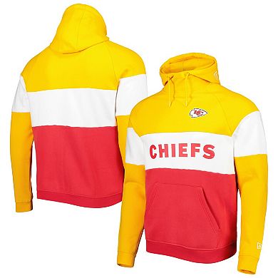 Men's New Era Red/Gold Kansas City Chiefs Colorblock Current Pullover Hoodie