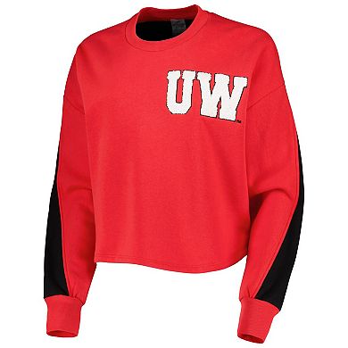 Women's Gameday Couture Red Wisconsin Badgers Back To Reality Colorblock Pullover Sweatshirt