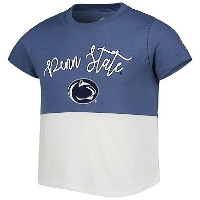 Girls Youth League Collegiate Wear Navy Penn State Nittany Lions Colorblocked T-Shirt