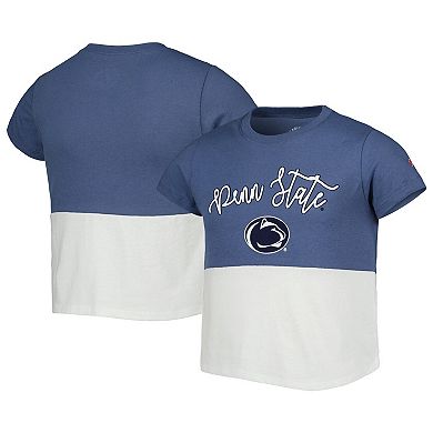 Girls Youth League Collegiate Wear Navy Penn State Nittany Lions Colorblocked T-Shirt