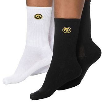 Women's ZooZatz Black/White Iowa Hawkeyes 2-Pack Quarter-Length Socks