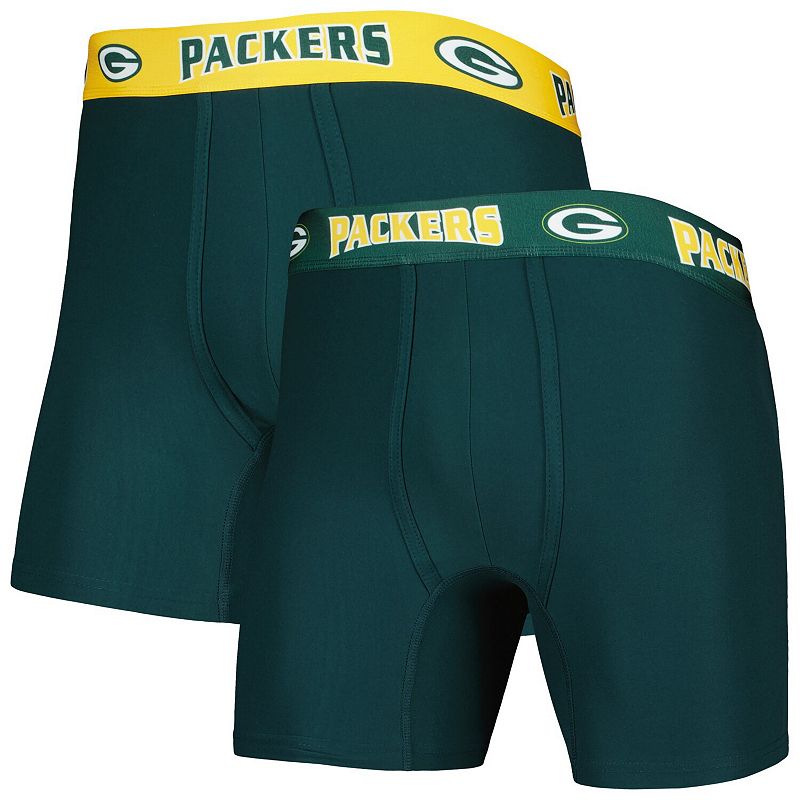 Mens Concepts Sport Green/Gold Green Bay Packers 2-Pack Boxer Briefs Set, 