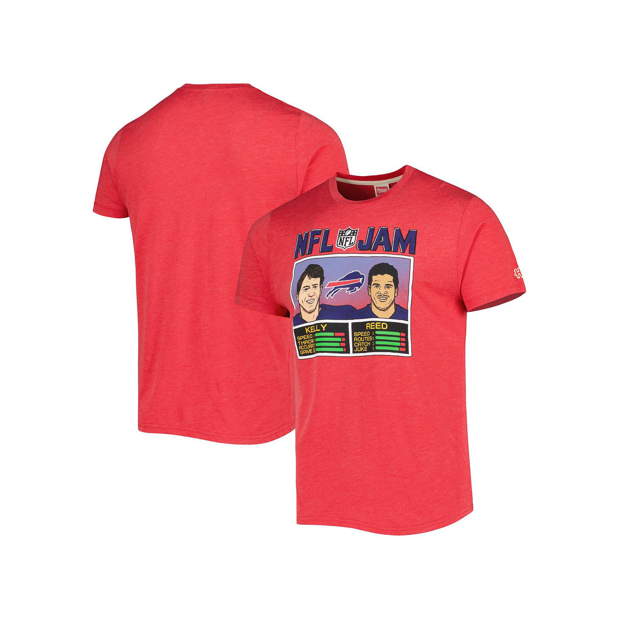 Mens Homage Andre Reed & Jim Kelly Heather Red Buffalo Bills NFL Jam Retir
