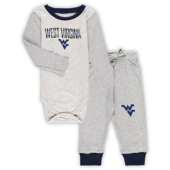 Infant Wes & Willy Heather Gray West Virginia Mountaineers Jie Jie Long Sleeve Bodysuit & Pants Set