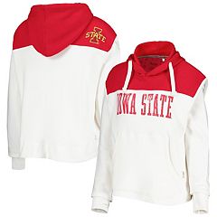 Women's Colosseum Cardinal Iowa State Cyclones Speckled Color Block Long  Sleeve Hooded T-Shirt