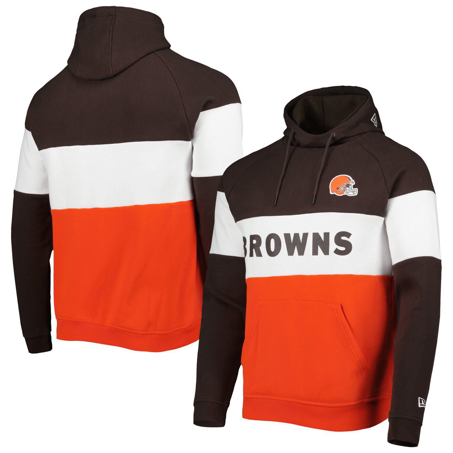 Men's New Era Heathered Brown Cleveland Browns Team Brushed Hoodie T-Shirt