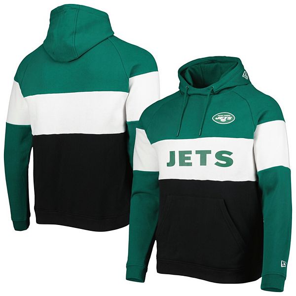 Men's New Era Black New York Jets Colorblock Current Pullover Hoodie