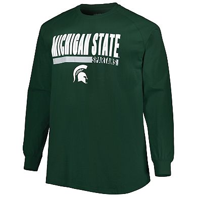 Men's Green Michigan State Spartans Big & Tall Two-Hit Long Sleeve T-Shirt