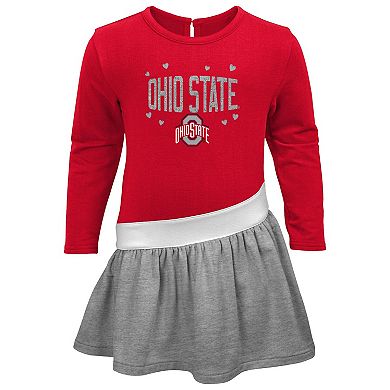 Toddler Scarlet Ohio State Buckeyes Heart to Heart French Terry Dress