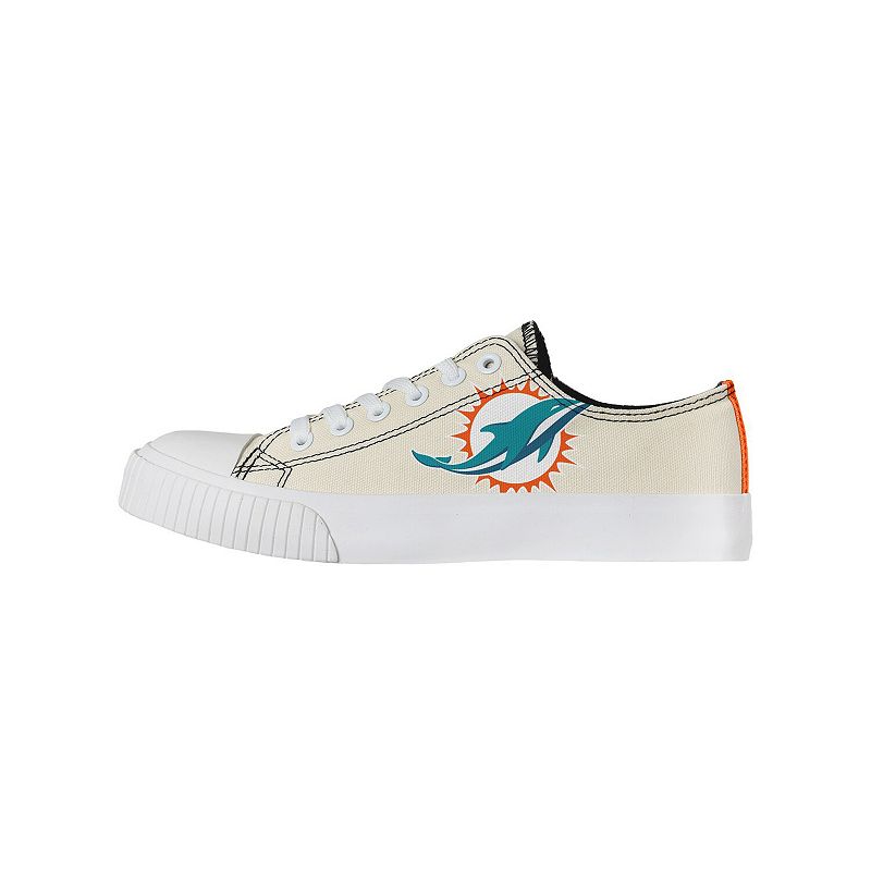 Womens FOCO Cream Miami Dolphins Low Top Canvas Shoes, Size: 7, Beige Over