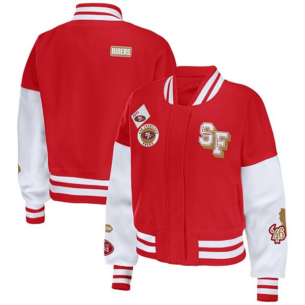 49ers Red And White Varsity Jacket