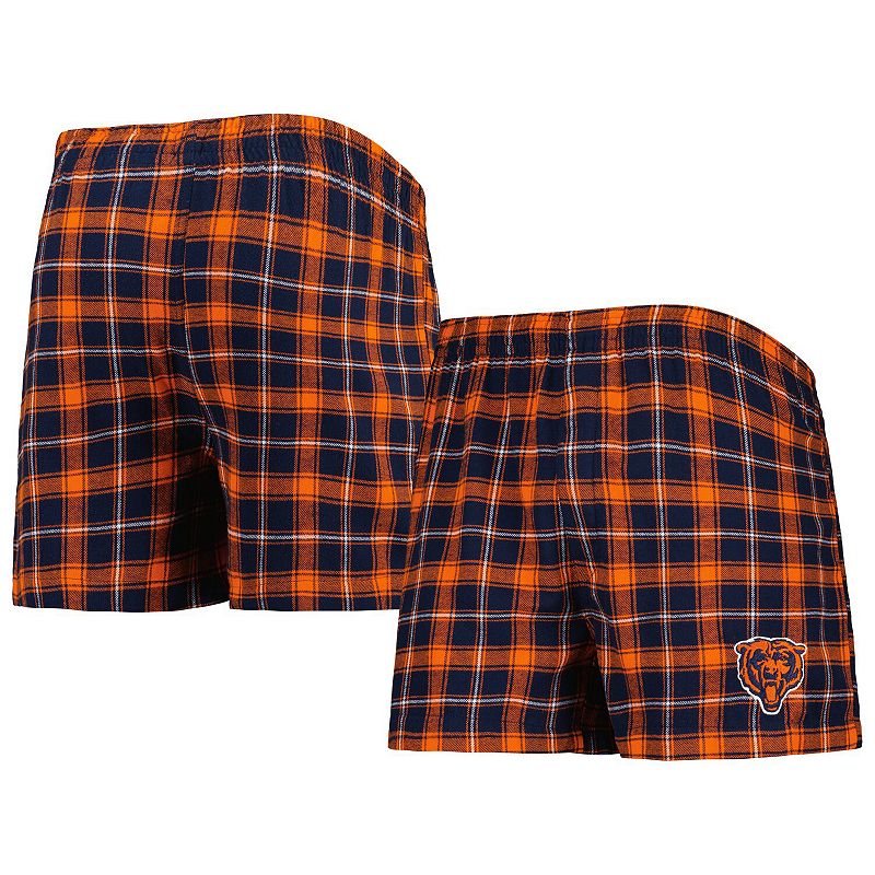 Mens Concepts Sport Navy/Orange Chicago Bears Ledger Flannel Boxers, Size: