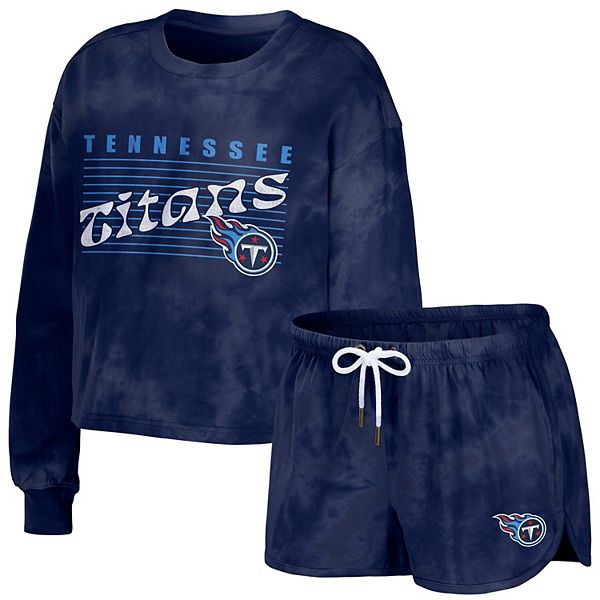 Tennessee Titans WEAR by Erin Andrews Women's Tie-Dye Cropped Pullover  Sweatshirt & Shorts Lounge Set - Navy