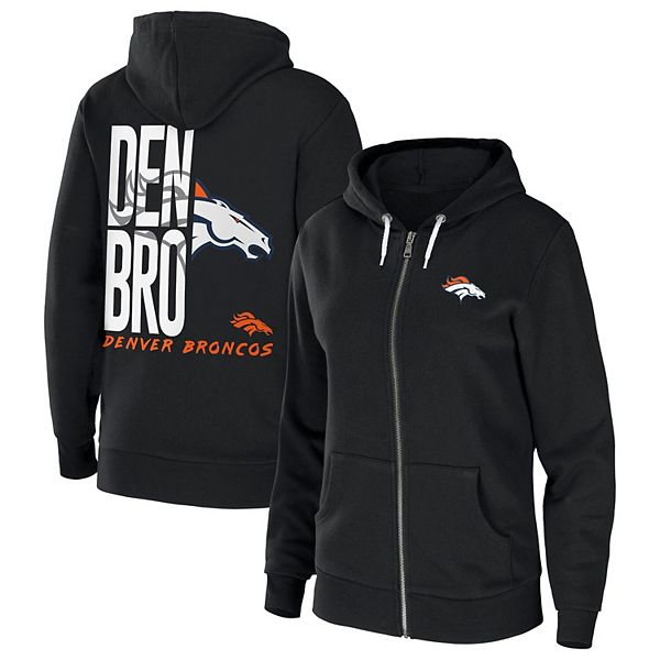 Women's WEAR by Erin Andrews Black Denver Broncos Sponge Fleece Full-Zip  Hoodie